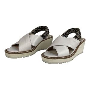 Cecelia New York Gabby Wedge Sandals Cream Chalk Size 7.5